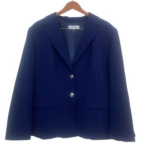 Kasper Women's Size 20w Navy Blue Blazer Jacket  Preppy Dark Academia Office